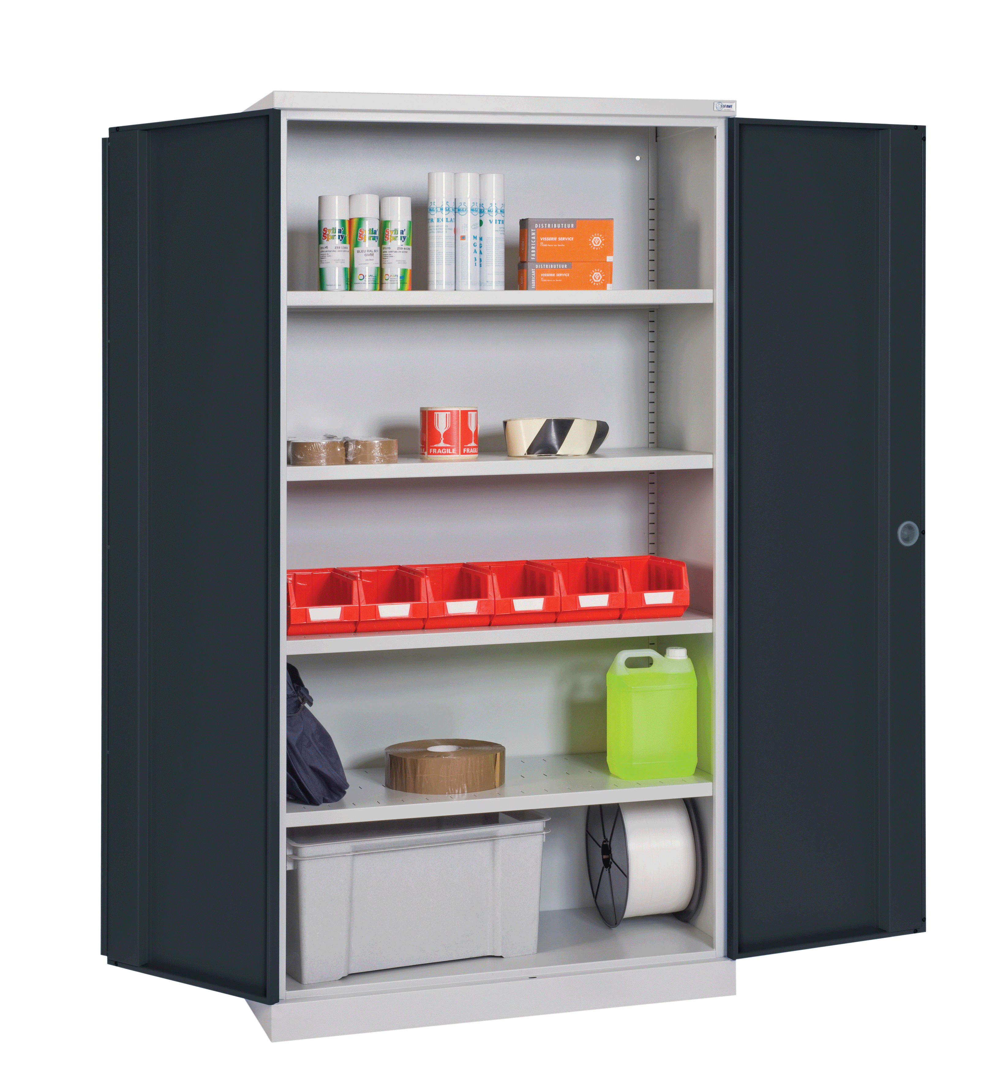 Armoire portes batttantes haute 4 étagères