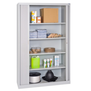 Armoire portes rideaux haute 4 étagères
