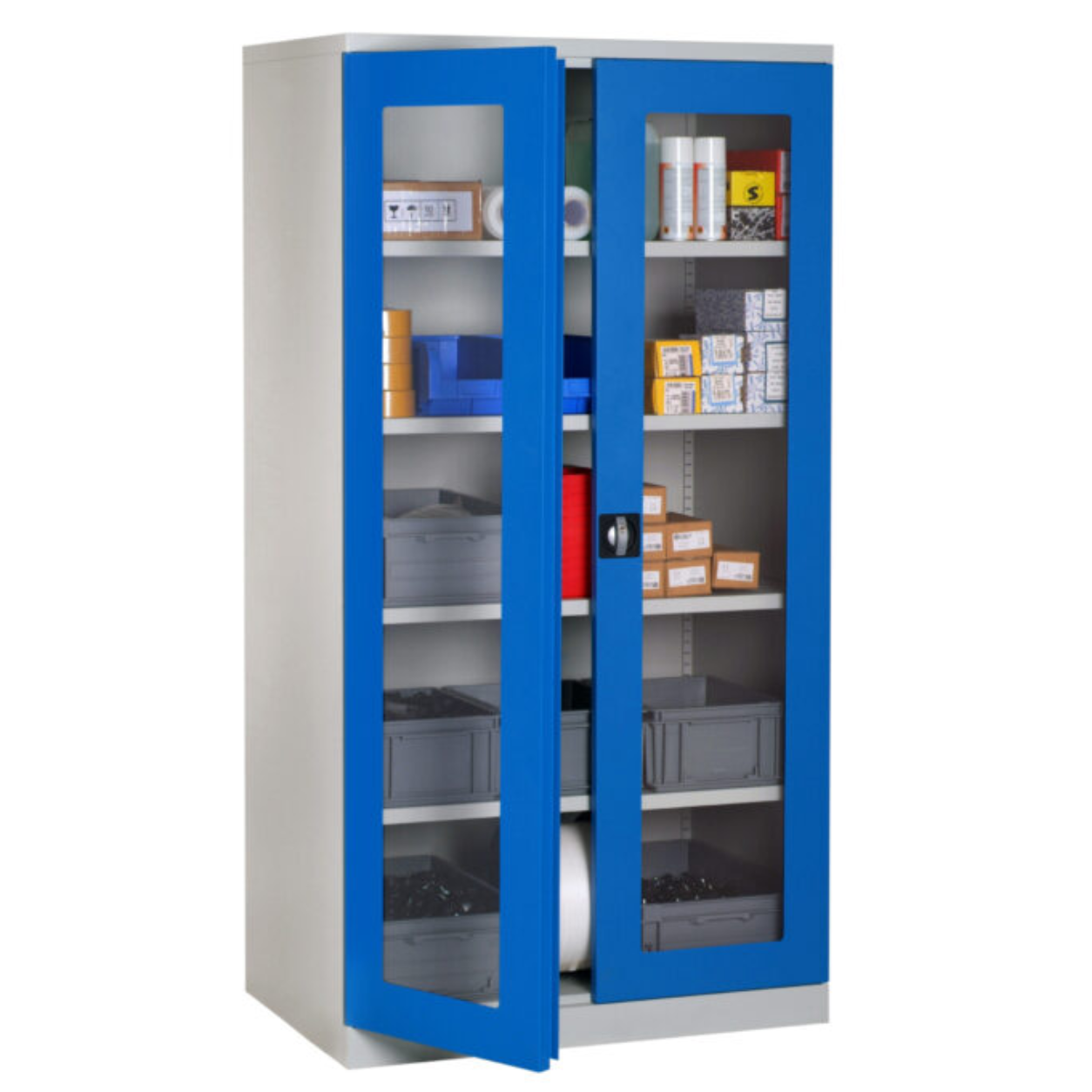 Armoire portes transparentes haute 4 étagères