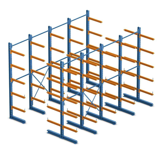 Schéma d'une configuration de rayonnage cantilever Acti-Cant simple et double face