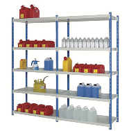 Rayonnage Acti-vol équipé de platelages, stockage de bidons